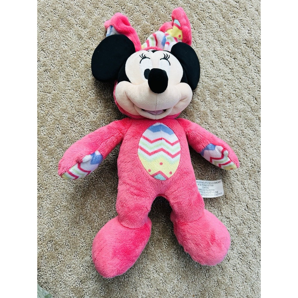 Disney Store Pink Minnie Mouse‎ Easter Bunny Doll Plush Stuffed Animal 16"
